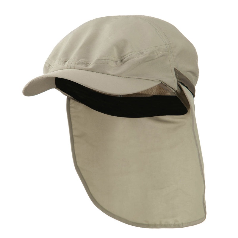 UV 50+ Talson Zippered Back Flap Ivy Cap Khaki One Size