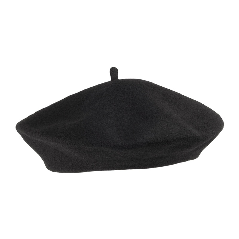 Wool Fashion Beret – Black 1-Size