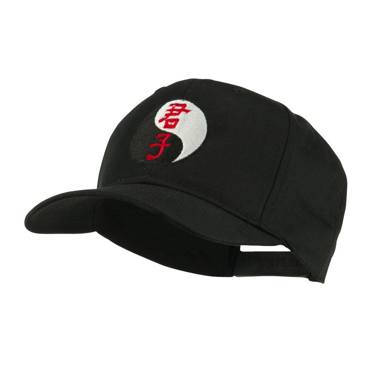 Yin and Yang Symbol Chinese Embroidered Cap Black One Size