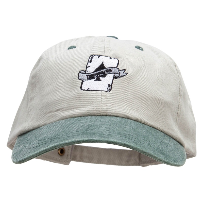 Ace of Spades Embroidered Pigment Dyed Wash Cap Beige Green One Size