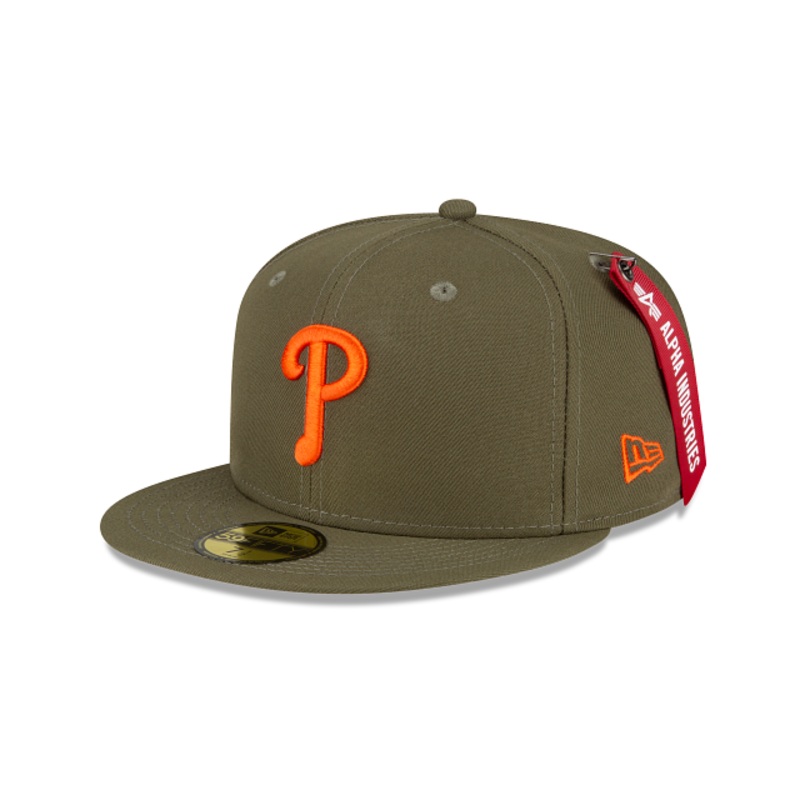 Alpha Industries X Philadelphia Phillies Green 59FIFTY Fitted Hat 7