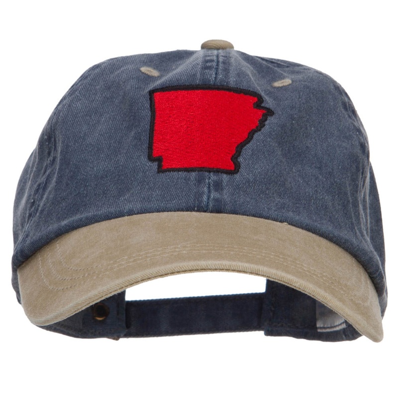 Arkansas Map Embroidered Washed Two Tone Cap Navy Khaki One Size