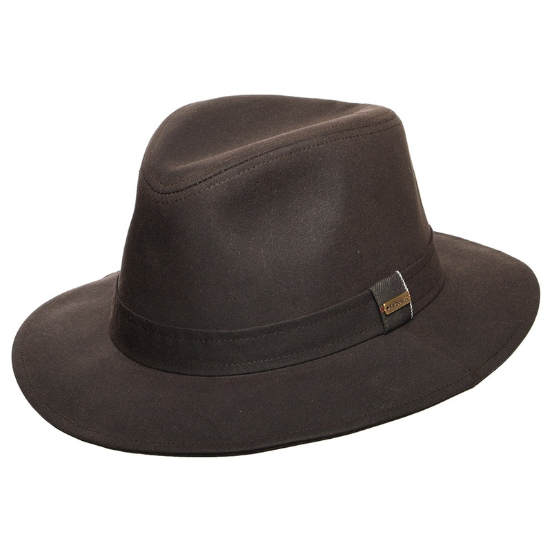 Barbour Hats Vintage Waxed Cotton Bushman Fedora Hat – Rust S