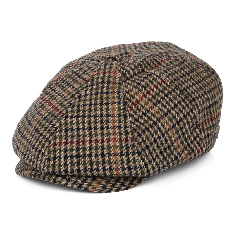 Brixton Hats Brood Houndstooth Newsboy Cap – Olive-Beige-Black Small-56cm