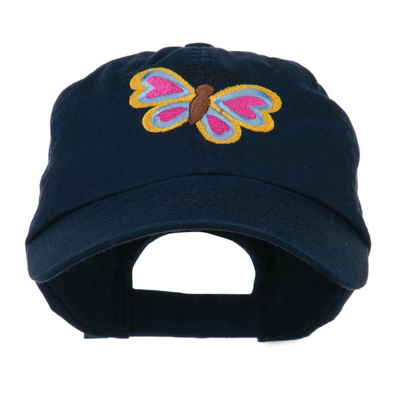 Butterfly Embroidered Cap Navy One Size
