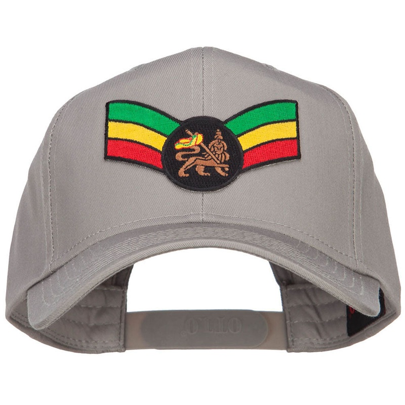 Crown Wing Lion Rasta Patched Cap Grey One Size
