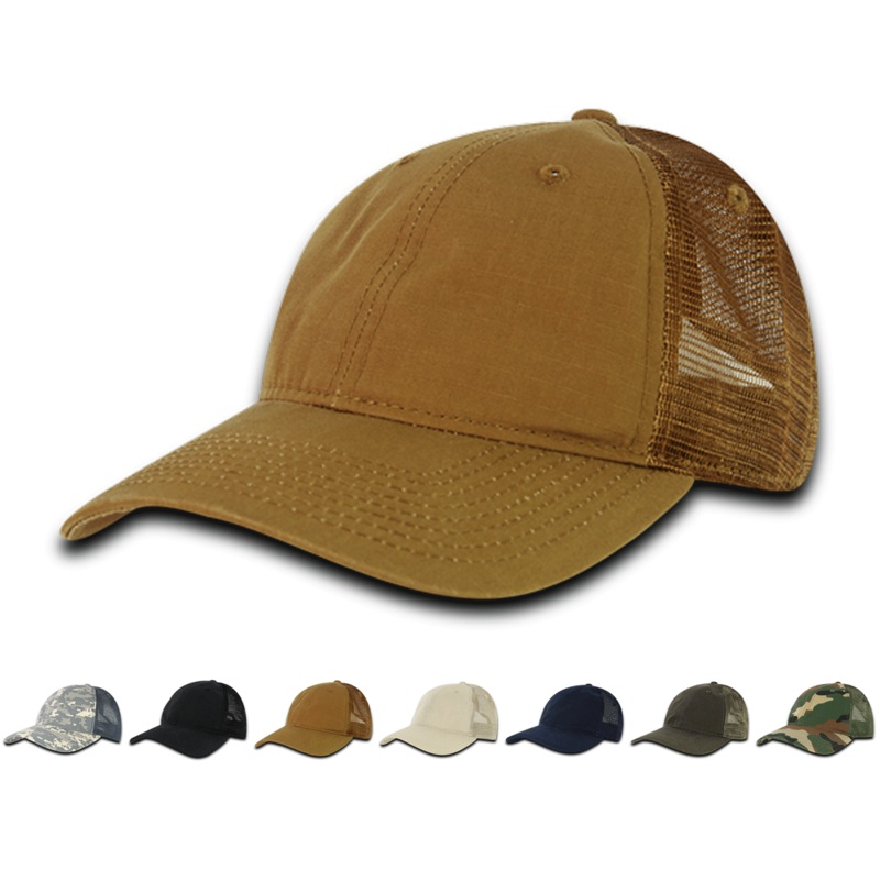 Decky 3016 Relaxed Ripstop Trucker Hat, Baseball Cap with Mesh Back ACU Camo