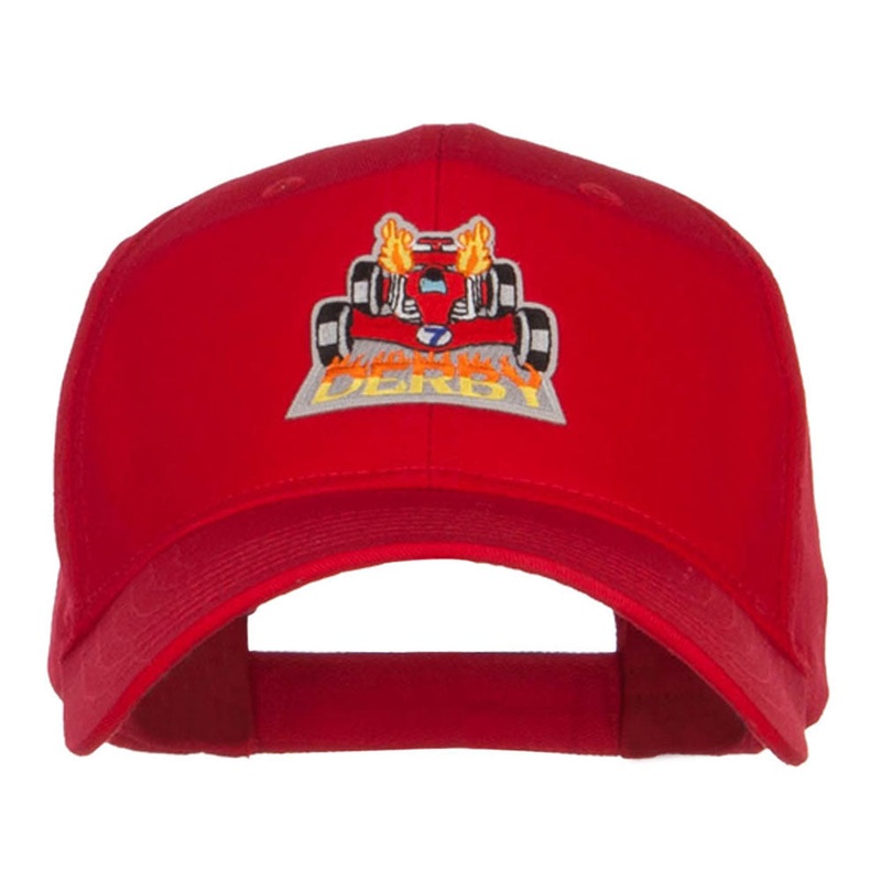 Derby Race Fire Patched Cotton Cap Red One Size