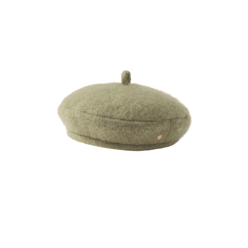 Louella Mohair Blend Beret Washed Khaki One Size