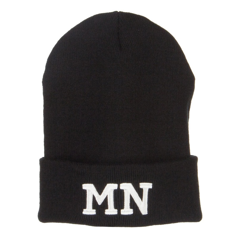 MN Minnesota State Embroidered Long Beanie Black One Size