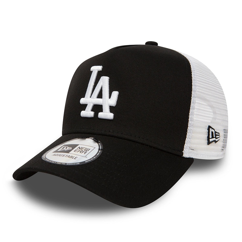 New Era L.A. Dodgers A-Frame Trucker Cap – MLB Clean Trucker – Black-White Adjustable