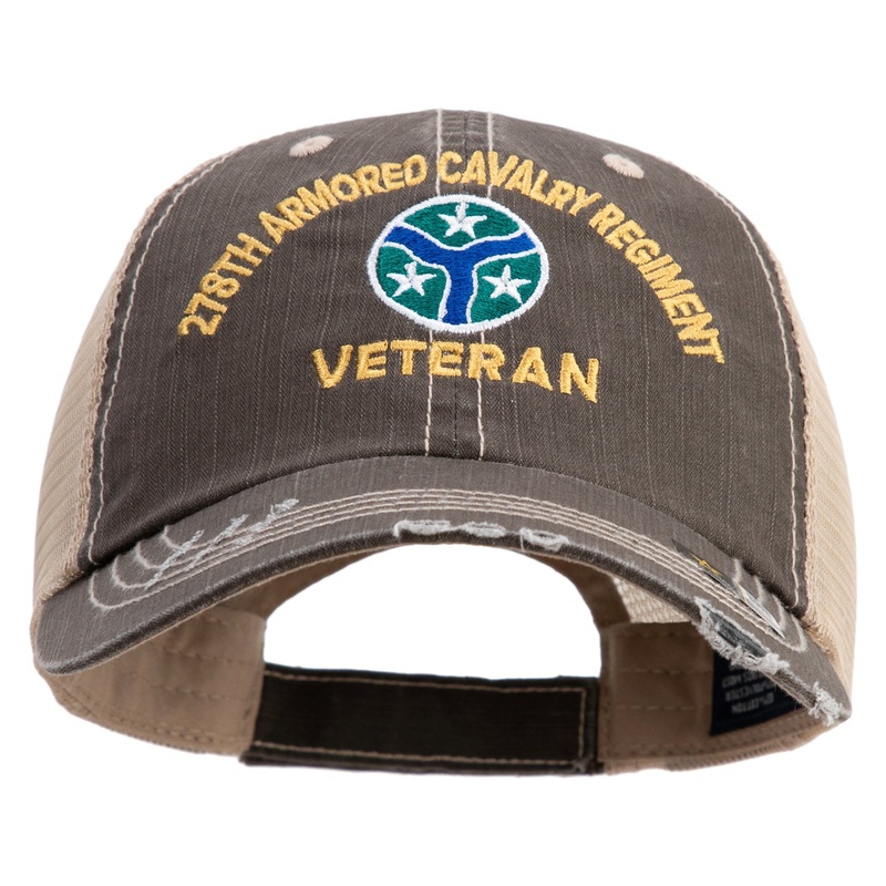 U.S. Army 278th Armored Cavalry Regiment Embroidered Low Profile Special Cotton Mesh Cap Brown Khaki One Size