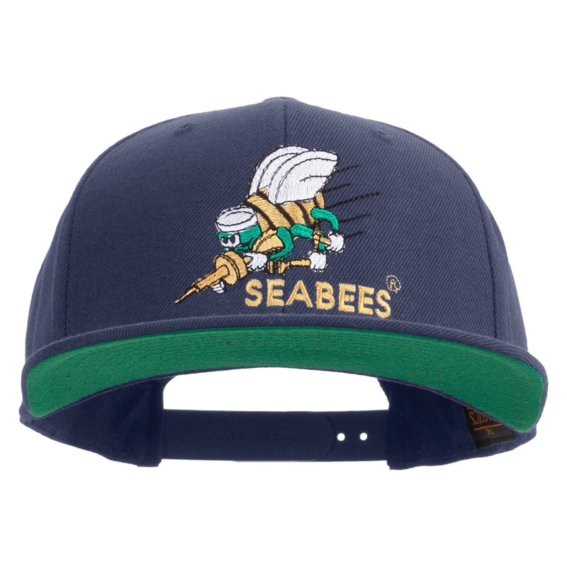 US Navy Seabees Embroidered Wool Blend Prostyle Snapback Cap Navy One Size