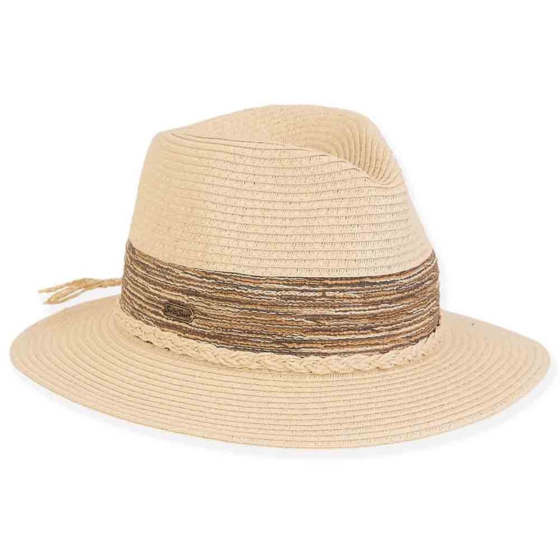 Women’s Safari Hat with Multi Color Band – Sun ‘N’ Sand Hats Natural OS