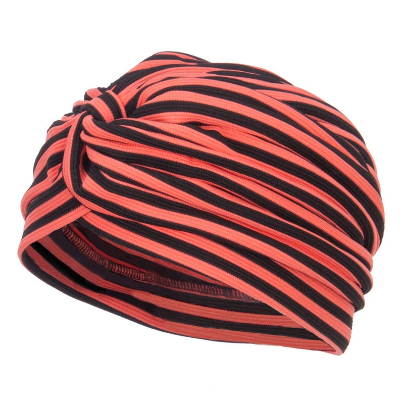 Women’s Striped Turban Hat Coral One Size