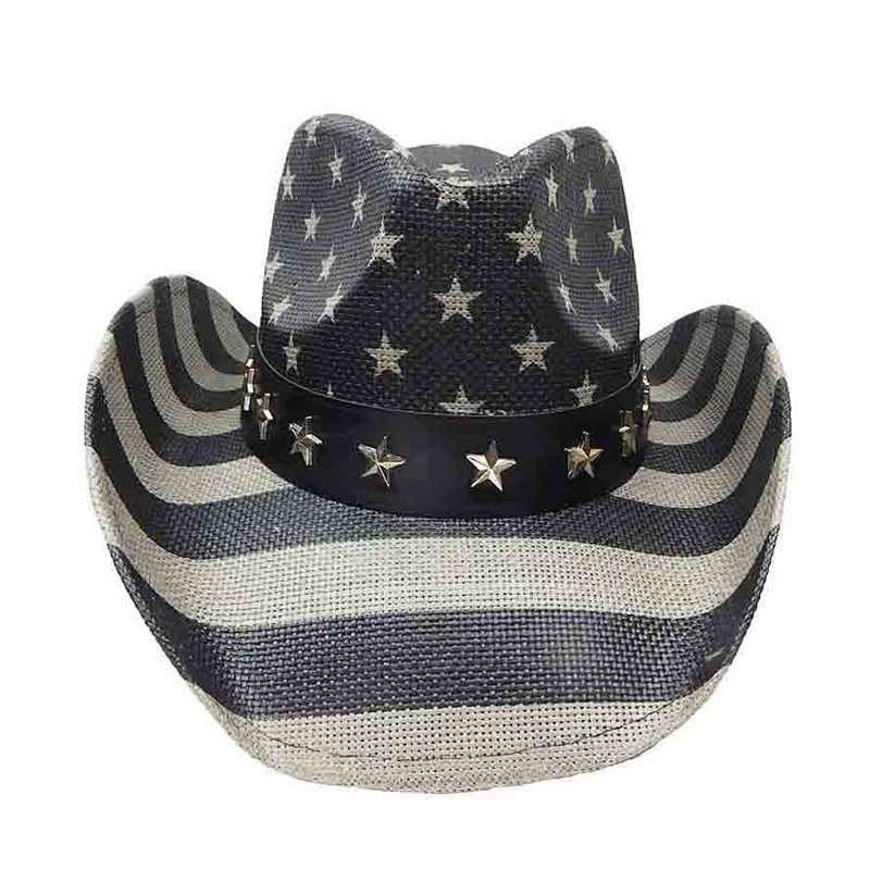 American Flag Cowboy Hat in Black and Grey for Small Heads – Milani Black / Grey Small