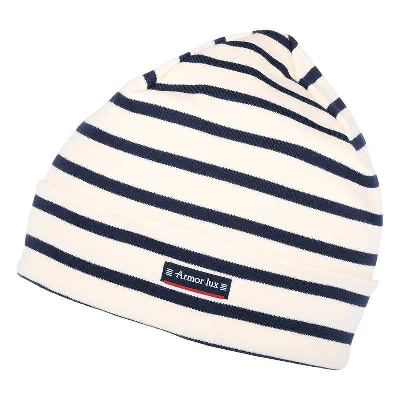 Armor Lux Treguier Cotton Interlock Striped Beanie – Natural-Navy 1-Size
