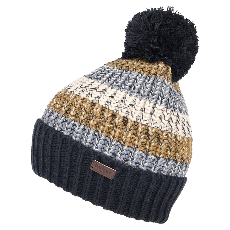 Barbour Hats Alderly Stripe Bobble Hat – Navy Blue 1-Size