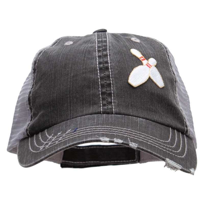 Bowling Pins Patched Low Profile Special Cotton Mesh Cap Black One Size