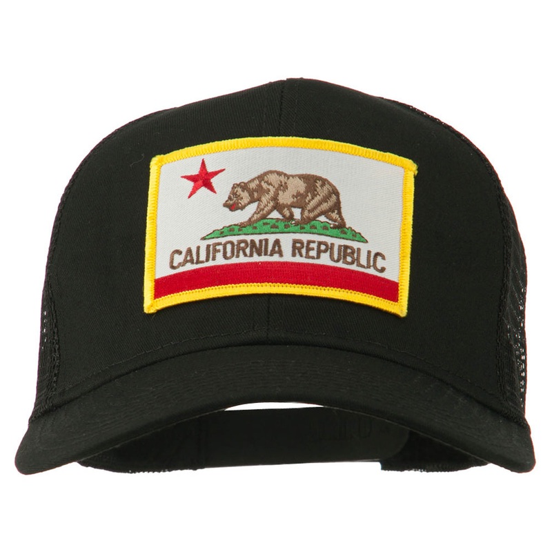California State Flag Patched Twill Mesh Cap Black One Size