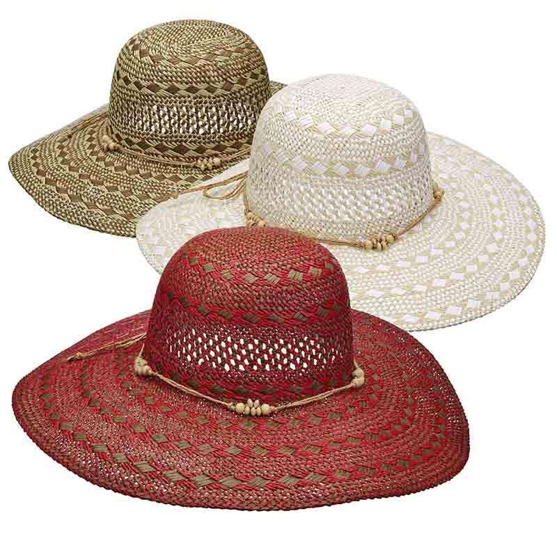 Criss-Cross Woven Two Tone Toyo Summer Floppy Hat – Scala Pronto Red