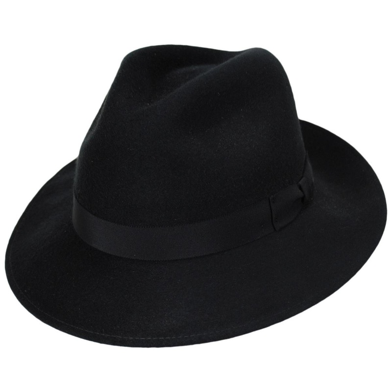 Criss Wool LiteFelt Long Teardrop Fedora Hat BLACK S