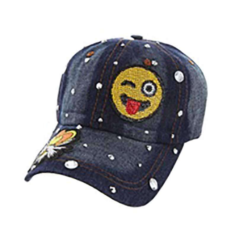 Denim Emoji Baseball Cap Dark Denim