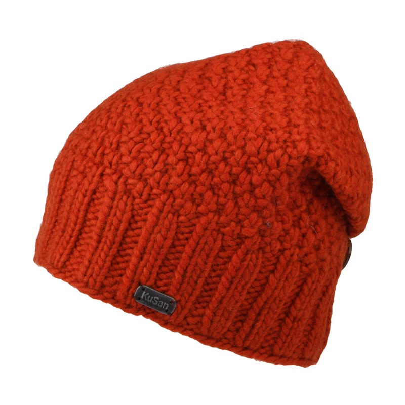 Kusan Button Down Beanie Hat – Burnt Orange 1-Size