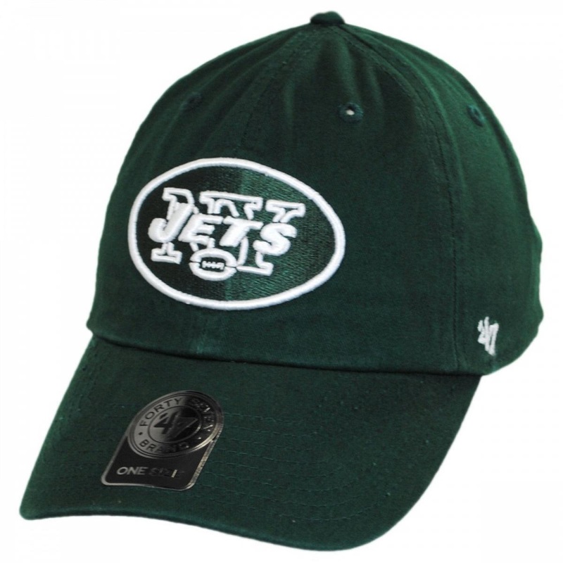 New York Jets NFL Clean Up Strapback Baseball Cap Dad Hat DARK GREEN ADJUSTABLE
