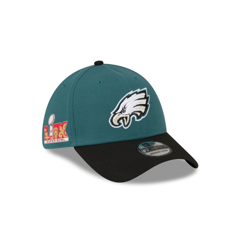Philadelphia Eagles Super Bowl LIX Participation Side Patch 39THIRTY Stretch Fit Hat S/M