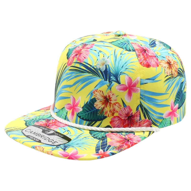 Pitbull Cambridge PB309 5 Panel Unstructured Floral Rope Hat Yellow