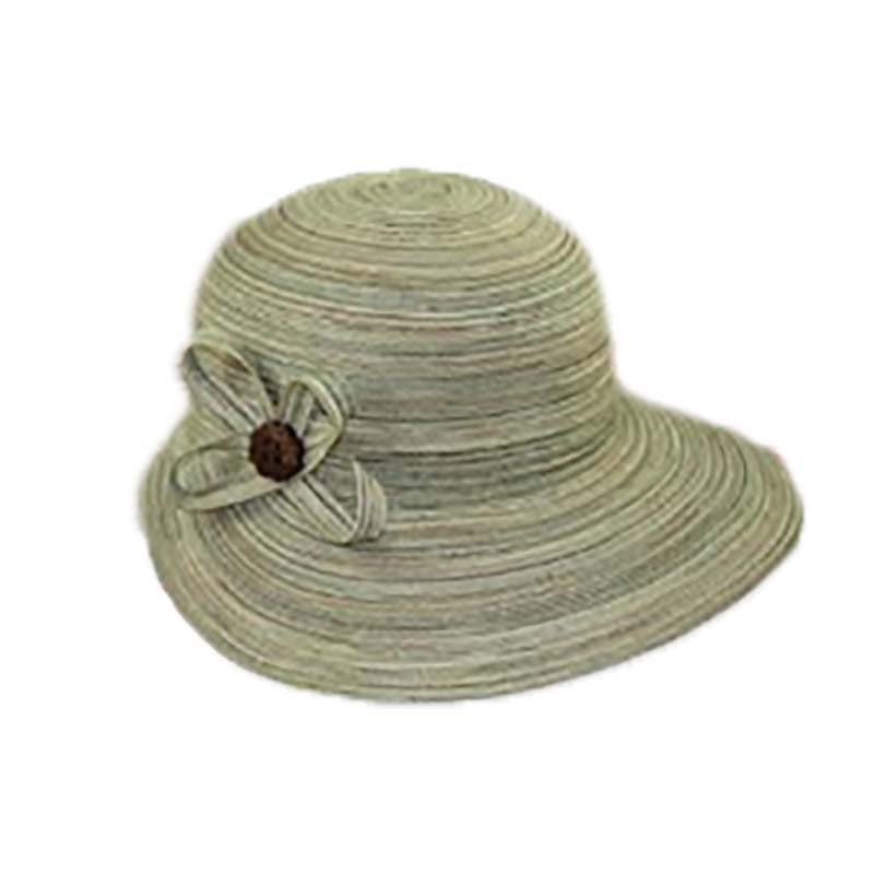 Polybraid Bonnet Cap with Button Accent – Jeanne Simmons Hats Sage Medium (57 cm)