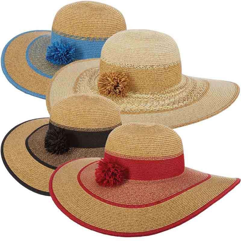 Pom Pom Accent Floppy Sun Hat – Cappelli Straworld Black