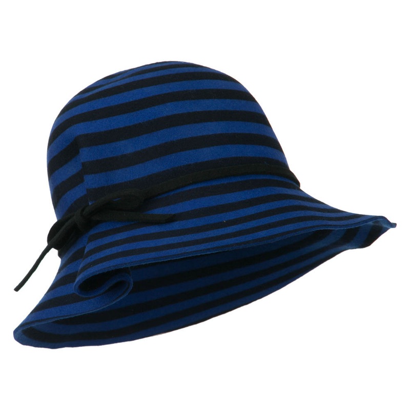 Striped Wool Felt Cloche Fuchsia One Size