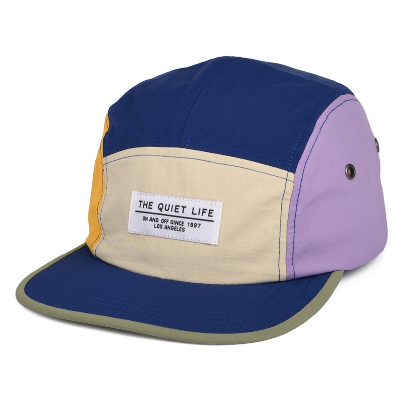 The Quiet Life Hats Nylon Ripstop 5 Panel Cap – Navy-Cream-Purple Adjustable