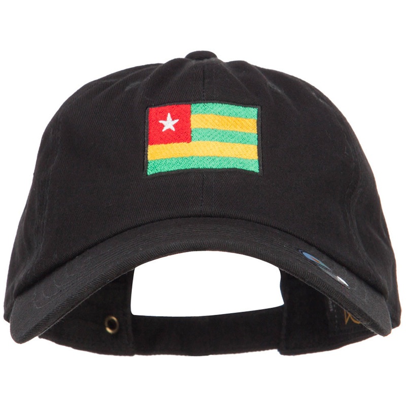 Togo Flag Embroidered Washed Cap Black One Size