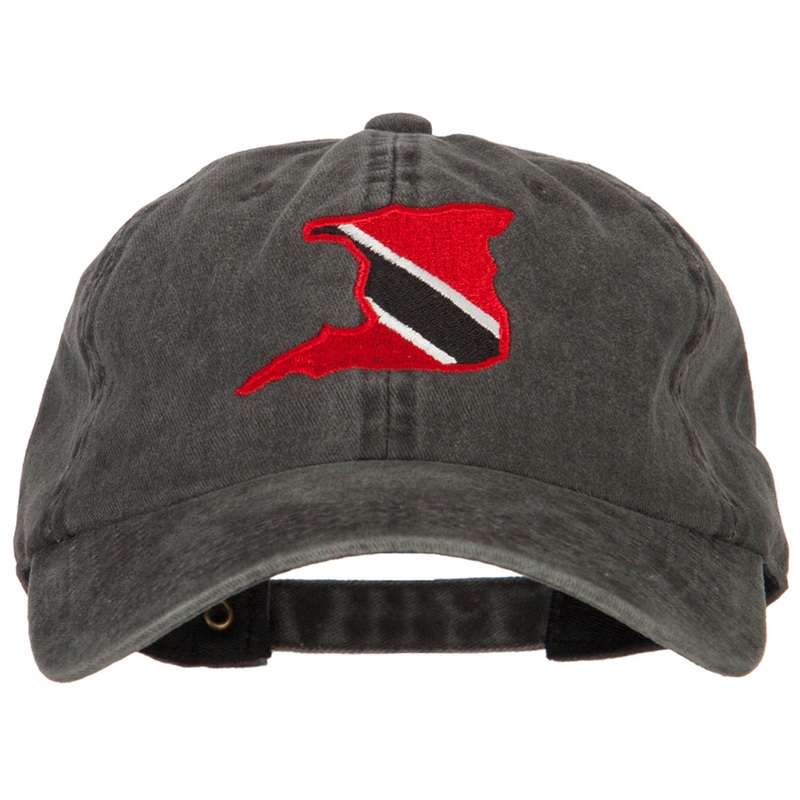 Trinidad Flag Map Embroidered Washed Cotton Twill Cap Black One Size