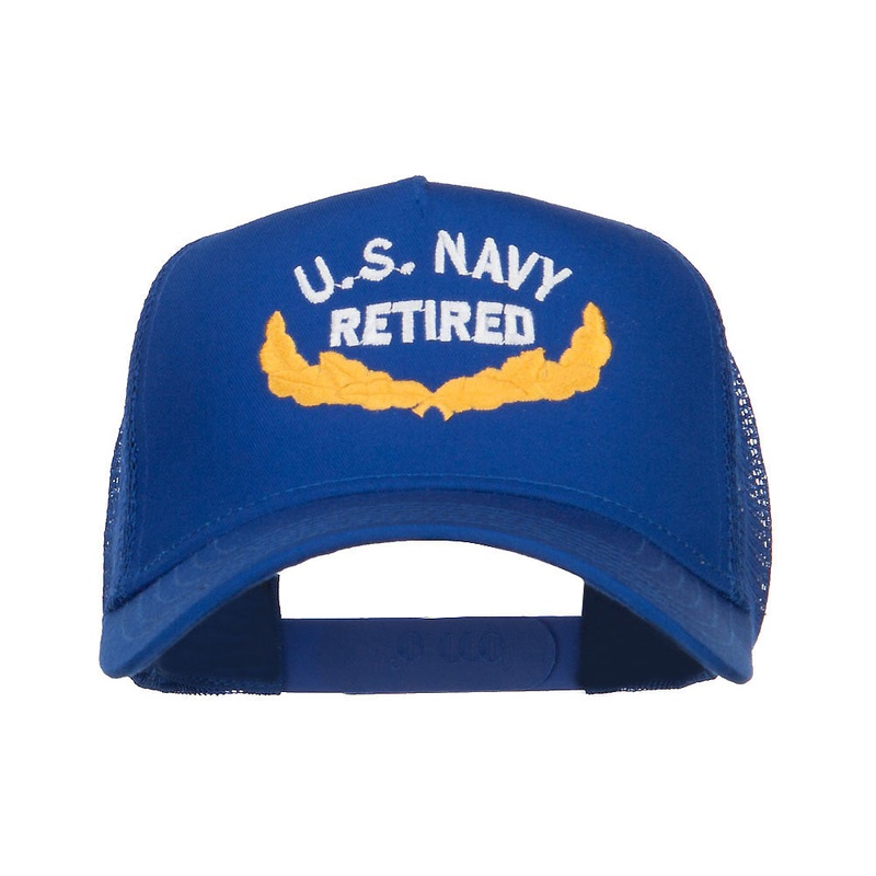 US Navy Retired Emblem Embroidered Mesh Cap Royal One Size