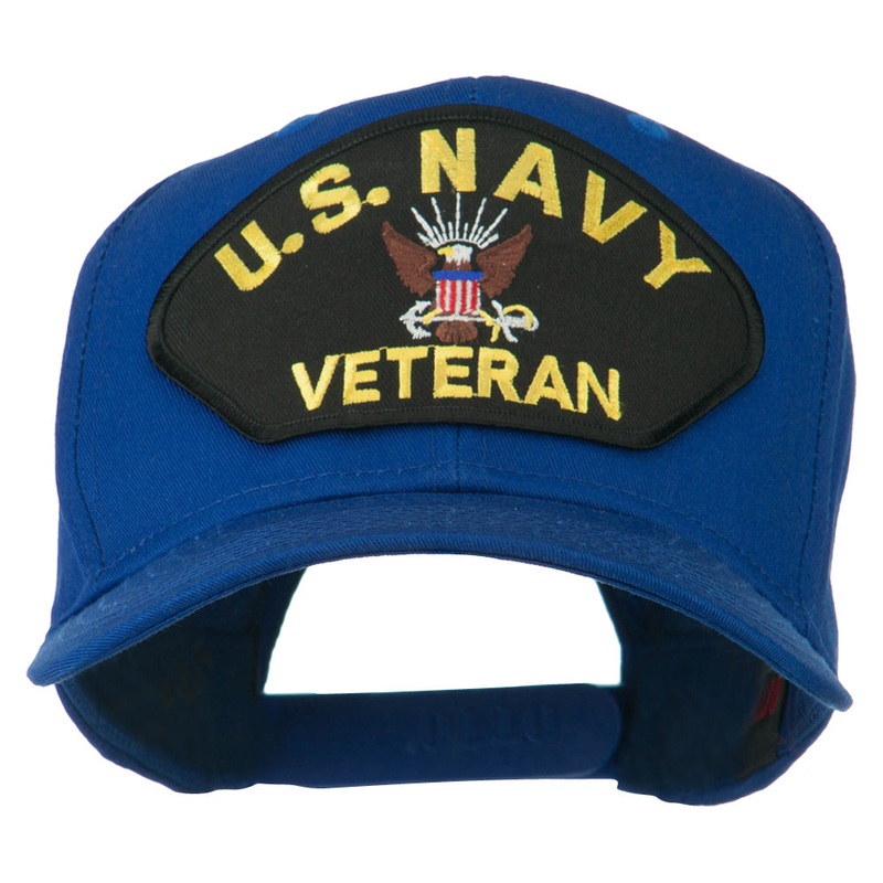 US Navy Veteran Military Patched High Profile Cap Royal One Size