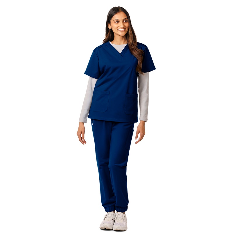 Vel Endeavor Ladies 5-Pocket Double Cargo Pocket Jogger Scrub Pants VB752 Black XXS