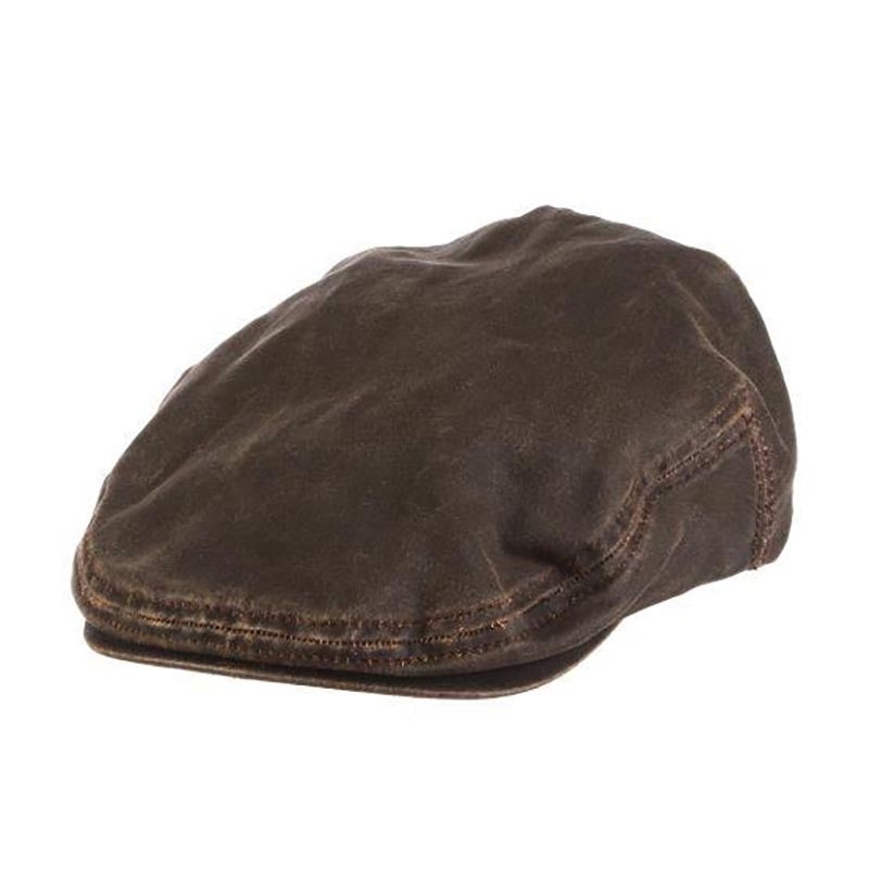 Weathered Cotton Flat Cabbie Cap – DPC Outdoor Hat Brown Medium
