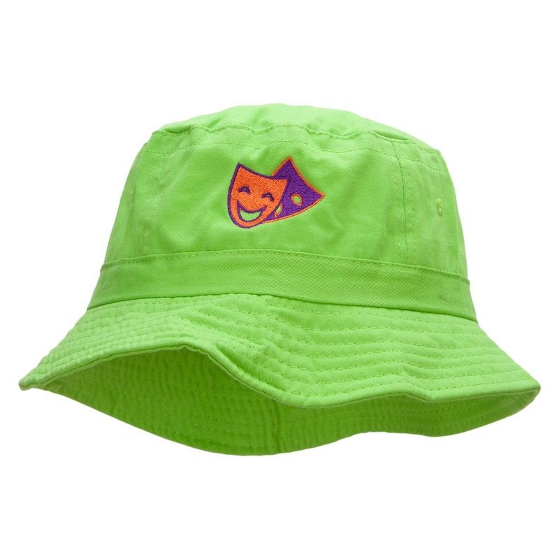 2 Face Embroidered Bucket Hat Apple Green One Size