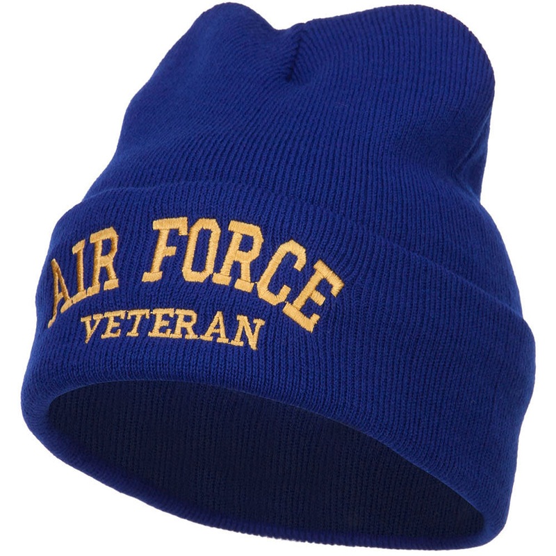 Air Force Veteran Letters Embroidered Long Beanie Royal One Size