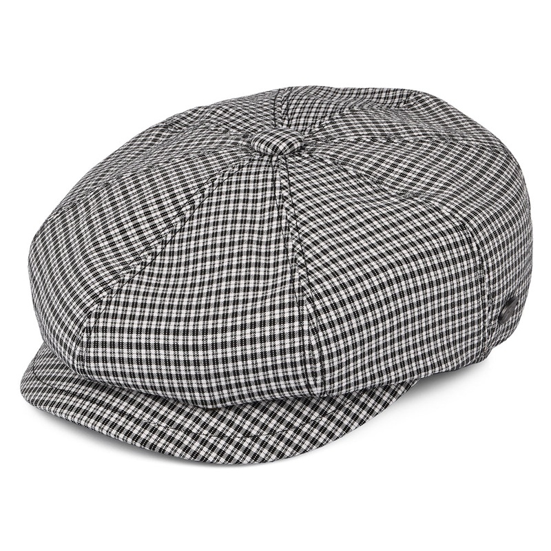 Bailey Hats Laz Seersucker Newsboy Cap – Black-White S