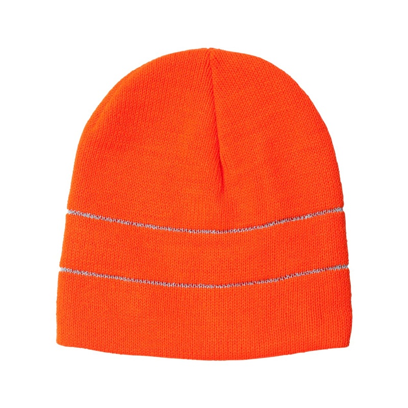 Bayside 3715 USA-Made Safety Knit Beanie with 3M Reflective Thread Safety Orange/Reflective