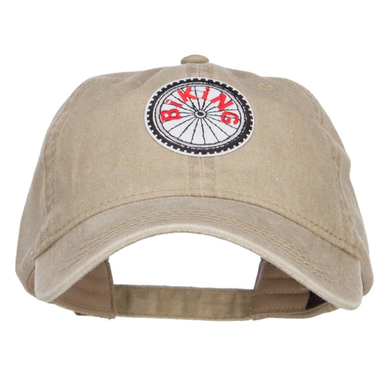 Biking Outdoor Patched Washed Cap Khaki One Size