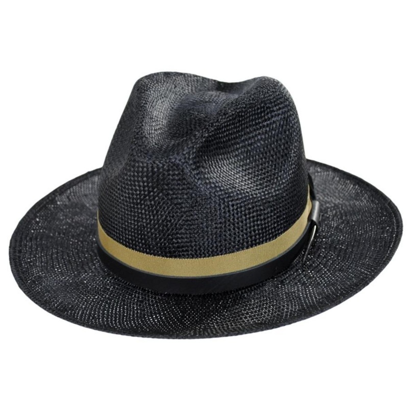 Braylon Sisal LiteStraw Fedora Hat BLACK S