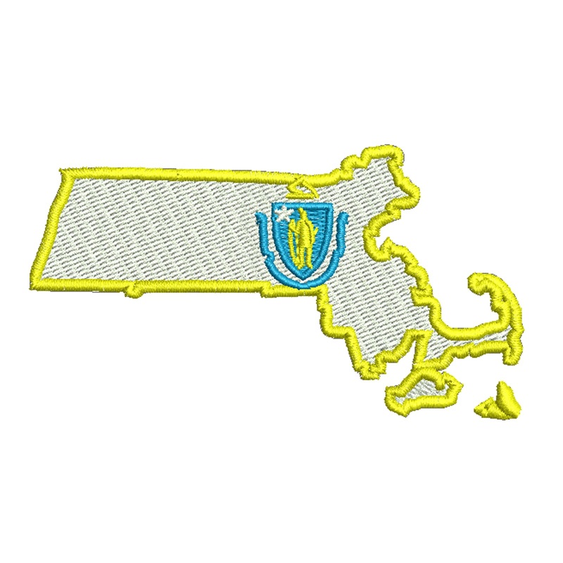 Massachusetts Map State Flag Logo Default Title One Size