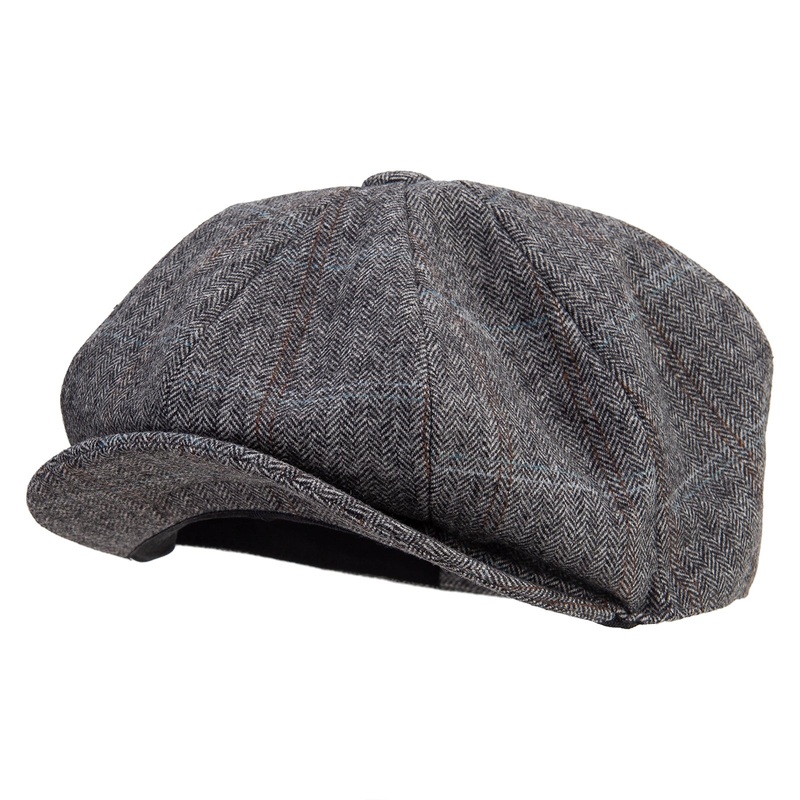 Men’s 8 Panel Newsboy Cap Black One Size