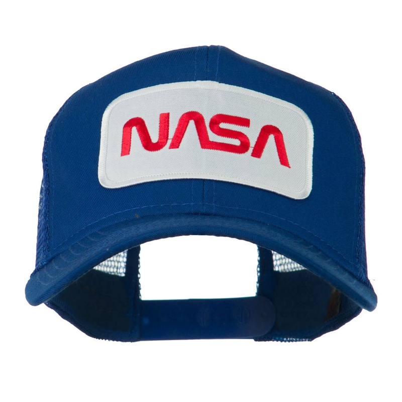 NASA Logo Embroidered Patched Mesh Back Cap Royal One Size